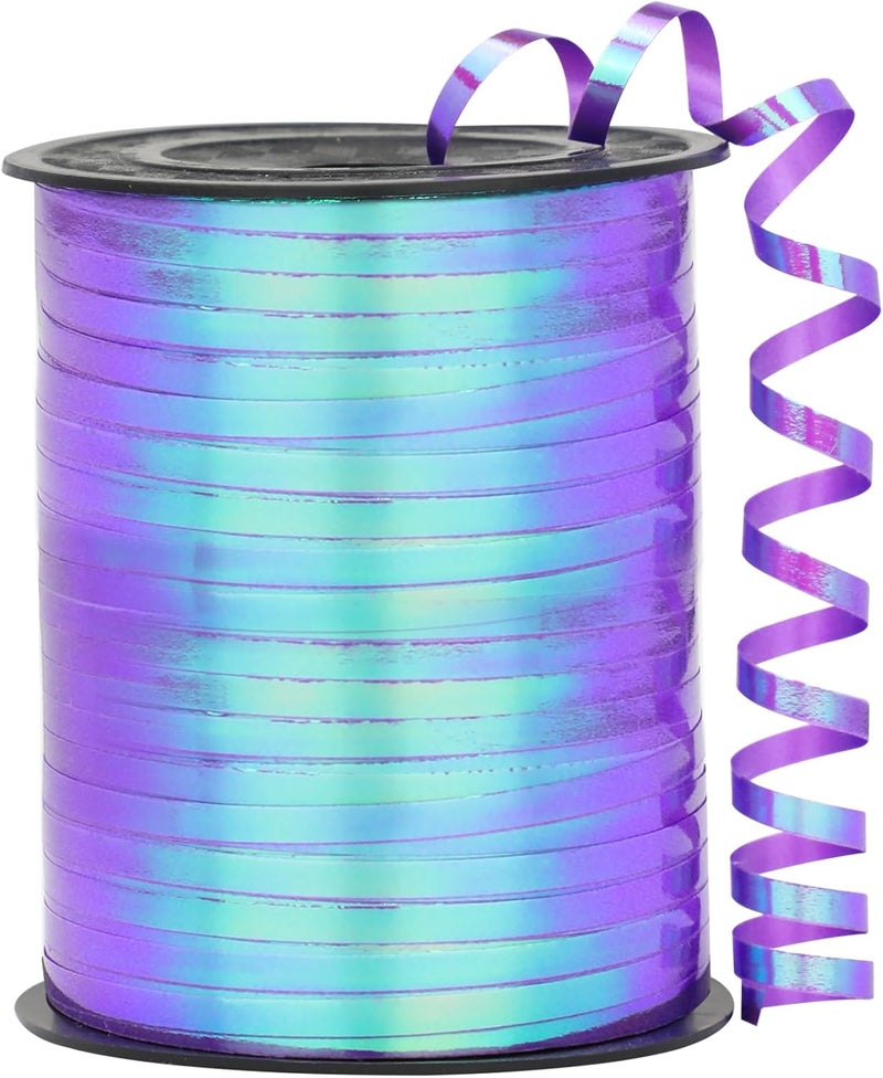 OMISELIO Purple Ribbon - 500 Yard Iridescent Purple Curling Ribbon for Gift Wrapping, Mermaid Party - Image 1